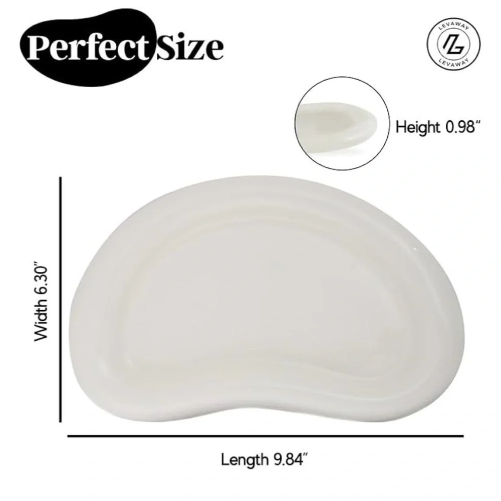 Levaway Ceramic Jewelry Vanity Bathroom Tray White Kidney Bean Shaped New